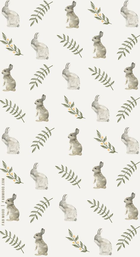 Vintage Easter Wallpaper, White Easter Aesthetic, Boho Easter Wallpaper, Bunny Background Wallpapers, Neutral Bunny Wallpaper, Bunny Print Wallpaper, Wallpaper Design For Phone, Bunny Wallpaper For Nursery, Wedding Color Schemes Spring