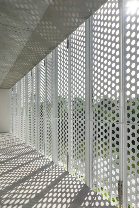 Gallery of House DN / Research Studio Panin - 18 Perforated Metal Panel, Metal Facade, Facade Material, Balcony Grill Design, Facade Cladding, Veneer Panels, Cladding Panels, Perforated Metal, Building Facade