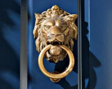 Decor/Accessories - Williams-Sonoma Home | Lion Door Knocker - lion, door, knocker Lion Door Knocker, Door Knobs And Knockers, Gold Lion, Williams Sonoma Home, Blue Door, Door Knocker, Brass Door, Door Furniture, Sirius Black