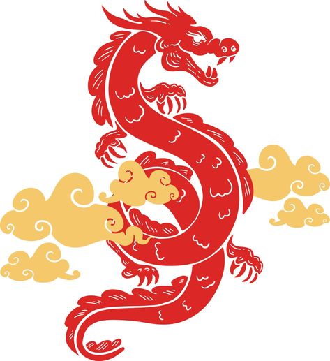 Cartoon Chinese Dragon, Chinese Line Art, Traditional Chinese Dragon Art, Chinese Dragon Illustration, Chinese Dragon Drawing, Lunar New Year Dragon, Money Packet, Red Chinese Dragon, 2024 Dragon