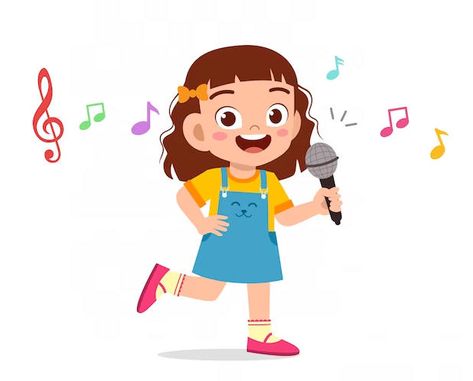 Sing Cartoon, Girl Listening To Music, Singing Drawing, Music Doodle, Zestaw Ikon, Kids Singing, Retro Logos, Kids Clipart, Illustrator Tutorials