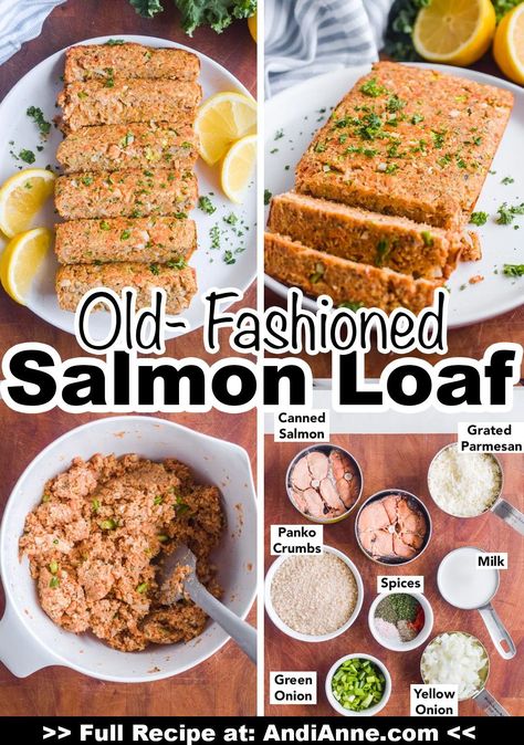 Salmon loaf is a budget-friendly dinner to serve on any busy weeknight. It’s an old fashioned salmon loaf recipe that's inexpensive, healthy, and an easy family favorite. Canned salmon is mixed with parmesan cheese, panko crumbs and spices to create an easy and flavorful salmon loaf that’s baked in the oven. Salmon Loaf With Creamed Peas, Salmon Can Recipes, Pink Salmon Canned Recipes, Salmon Loaf Recipes Baked, Tuna Loaf Recipes, What To Do With Canned Salmon, Best Salmon Patties Ever, Salmon Loaf Recipes Canned, Salmon Meatloaf