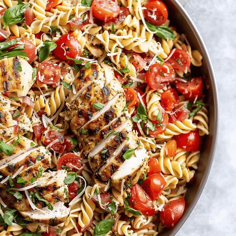 Bruschetta Chicken Pasta Salad Chicken Bruschetta Pasta, Chicken Bruschetta, Bruschetta Pasta, Chicken Pasta Salad Recipes, Bruschetta Chicken Pasta, Bruschetta Chicken, Yum Recipes, Chicken Pasta Salad, Spaghetti Pasta