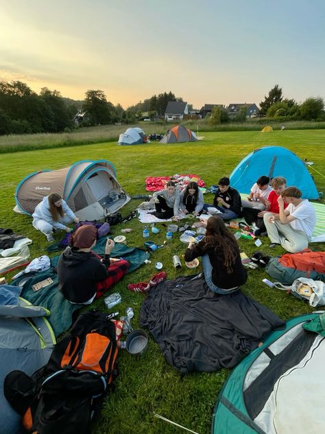 Camping Trip Friend Group Adventures, Living Life On The Edge Aesthetic, Tent Camping With Friends, Teen Summer Camp Activities, Teenager Vision Board, Group Camping Aesthetic, Friend Group Summer Aesthetic, Summer Trip With Friends, Friends Camping Trip