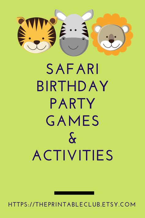 Safari Birthday Party Games, Safari Party Games, Adult Safari Party, Games Activities For Kids, Animal Themed Birthday Party, Animal Jungle, Jungle Safari Party, Safari Theme Party, Wild One Birthday Party