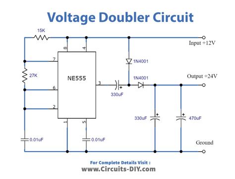 DC Voltage Doubler/Multiplier Circuit Using NE555 Timer IC Voltage Multiplier Circuit, Voltage Doubler Circuit, Transformerless Power Supply Circuit, Dol Starter Circuit Diagram, Bldc Motor Controller Circuit, Valve Amplifier, Electric Field, Hardware Components, Electronic Projects