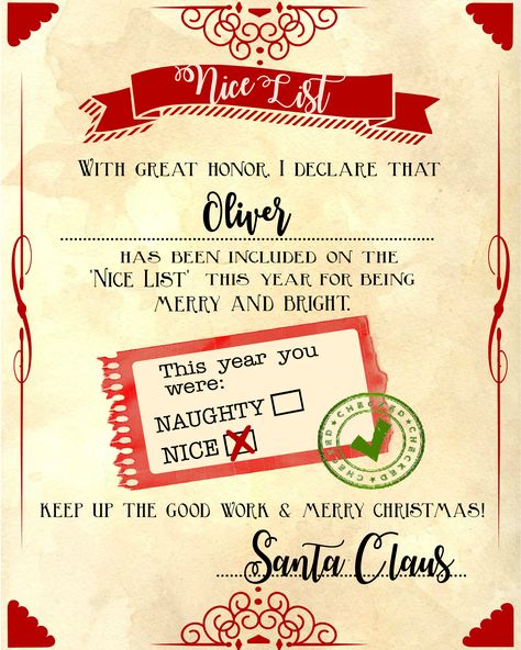 Ho ho ho! Cutest FREE Santa "Nice List" Certificate! Santa Nice List, Christmas Nice List, Christmas Gift Certificate Template, Free Printable Certificates, Santa Template, Letter Template Word, Nice List Certificate, Santa Letter Template, Free Christmas Gifts