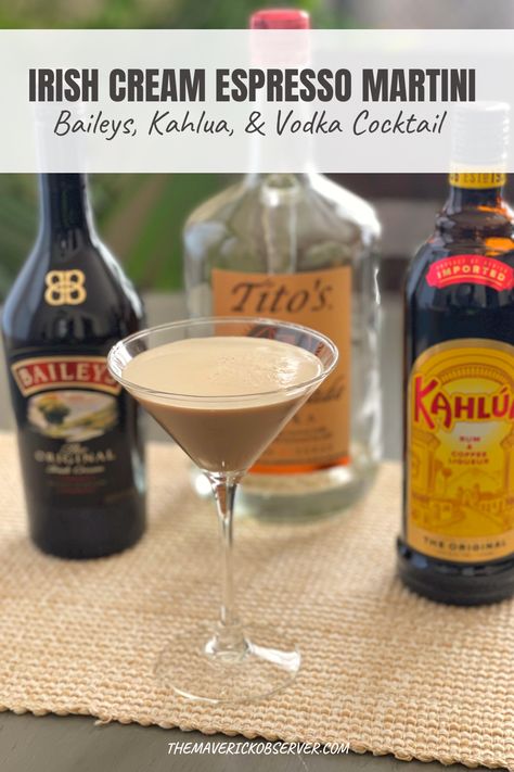 Kalua Cream Drink, Expresso Martini Recipe Kahlua, Baileys And Kahlua Drinks, Espresso Martini With Kahlua, Kahlua Martini, Espresso Martini With Baileys, Expresso Martinis, Martini Ideas, Christmas Martinis