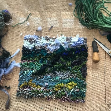 Landscape Rug, Diy Rugs, Tiny Landscape, Rug Hooking Designs, Weaving Yarn, Rug Hooking Patterns, Hooked Rugs, Diy Rug, Shopify Theme