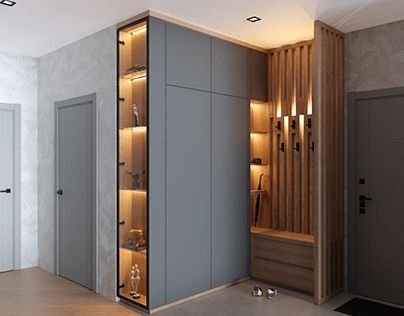 Corner Entrance Ideas, Tiny Entrance Hall Ideas, Modern Hallway Furniture, Small Entrance Halls, Hall Wardrobe, Shoe Cabinet Design, Entrance Furniture, Corner Furniture, Modern Hallway