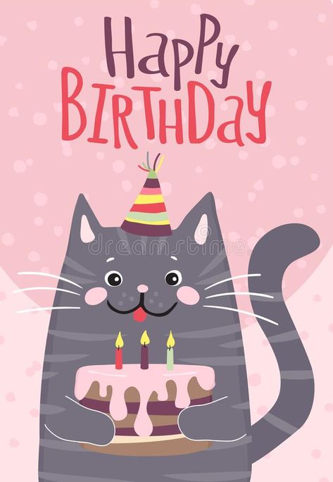 Pretty Happy Birthday, For Brother Birthday Wishes, Pictures With Cats, Brother Birthday Wishes, Heart Touching Birthday Wishes, Happy Birthday Animals, Happy Birthday Illustration, Happy Birthday Cat, Birthday Greetings Friend