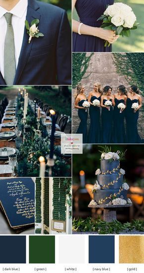 Navy Blue And White Wedding, Navy Wedding Colors, Popular Wedding Colors, Blue And White Wedding, Green Wedding Colors, Winter Wedding Colors, Wedding Colour, Blue Themed Wedding, Wedding Colors Blue