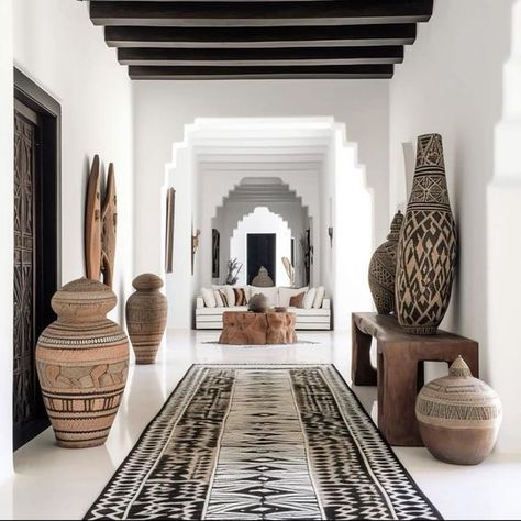 Black White Interior Design, Modern African Decor, African Room, Mexican Interior Design, African Interior Design, African House, African Inspired Decor, African Artwork, African Interior