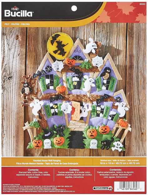 Halloween Wall Hanging, Applique Wall Hanging, Haunted House Halloween, Felt Wall Hanging, Autumn Holiday, Halloween Kit, Felt Halloween, Applique Kit, Holiday Craft