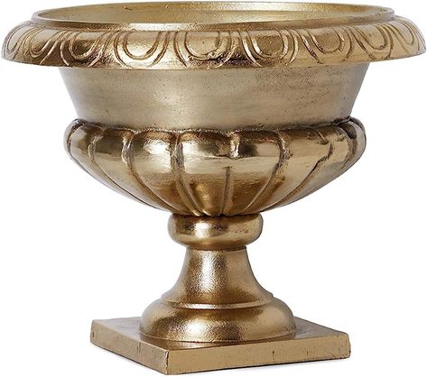 Amazon.com : Serene Spaces Living Gold-Plated Sorrento Flower Urn, Use for Home Decor, Event Centerpieces, Wedding, Parties, Floral Arrangements, Indoor or Outdoor Urn Planter, Measures 10" Tall & 12" Diameter : Patio, Lawn & Garden Gold Urn Centerpiece, Wedding Flower Vase, Outdoor Pots And Planters, Gold Urn, Outdoor Urns, Event Centerpieces, Traditional Vases, Flower Urn, Planters For Sale