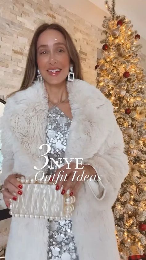 Shop Amanda Uprichard Cleora Mini Dress … and other curated products on LTK, the easiest way to shop everything from your favorite creators. Fur Coat With Dress, Coat With Dress, Dress With Coat, Nye Outfit Ideas, Sparkling Night, White Fur Coat, Fur Dress, Nye Fashion, Metallic Pants