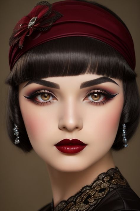 1910-1920-s make up stile 1920s Hair Makeup, 1890 Makeup Look, 1920s Women Makeup, 1920 Makeup Look, Great Gatsby Make Up, Flapper Makeup 1920s Gatsby Hair, Flapper Hair And Makeup, 1920s Makeup Flapper, 1920 Makeup Gatsby