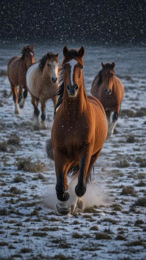 Horses Wallpaper, Open Landscape, Wild Horses Running, Snow Nature, Lush Landscape, Bull Terrier Puppy, Horses Running, Cute Horse Pictures, Falling Snow