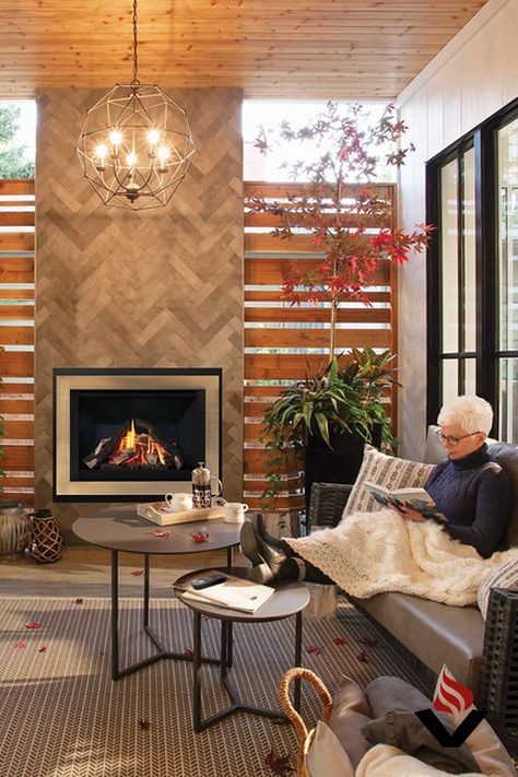 Creating luxurious outdoor spaces has surged in popularity after the pandemic caused so many to spend more time at home. Enhance your patio or outdoor room with a gas fireplace, making it both beautiful and comfortable. Design your exterior space today! Gas Fireplace Outdoor, Fireplace Indoor, Indoor Gas Fireplace, Fireplace Gas, Hanging Fireplace, Deck Fireplace, Deck Remodel, Fireplace Outdoor, Indoor Outdoor Fireplaces