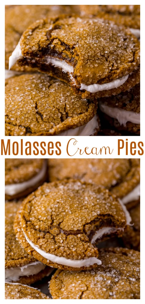 Molasses Cream Pie Cookies - Baker by Nature Cream Pie Cookies, Molasses Recipes, Baker By Nature, White Chocolate Buttercream, Oatmeal Cream Pies, Pie Cookies, Cream Pies, Oatmeal Cream, Recipes With Marshmallows