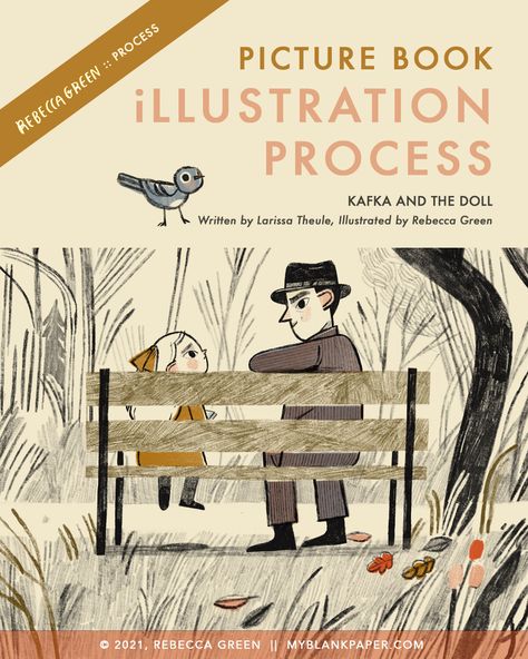 KAFKA AND THE DOLL | PICTURE BOOK PROCESS — Rebecca Green Illustration Illustration Picture Book, Chapter Book Illustration, Illustration Children's Books, Kid Book Illustration, Kids Book Illustration Ideas, Children’s Book Illustration, Picture Book Ideas, Literature Illustration, Children's Books Illustrations