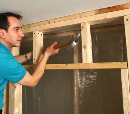 cut-doorway-into-wall Cased Opening, Framing Doorway, Remove Wall, Make A Door, Wall Opening, Garage Conversion, Open Wall, Rental House, Reno Ideas