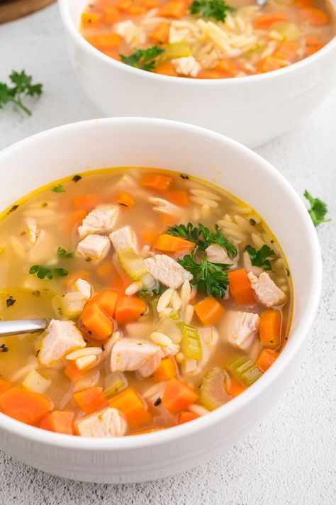 Turkey Orzo Soup, Turkey Orzo, Soup Recipes Simple, Using Leftover Turkey, Ground Turkey Soup, Orzo Soup Recipes, Easy Soup Recipe, Simple Soup, Orzo Soup