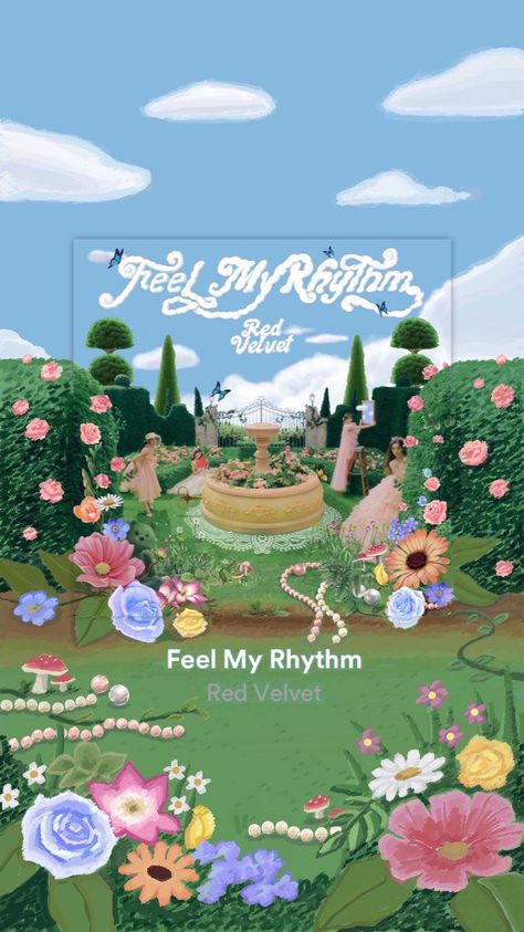 Feel My Rhythm Wallpaper, Red Velvet Feel My Rhythm, Feel My Rhythm, Red Velvet Aesthetic, Music Poster Ideas, Velvet Wallpaper, Music Collage, Cute Desktop Wallpaper, Cute Pastel Wallpaper