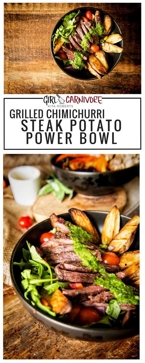 Chimichurri Steak, Power Bowl Recipe, Steak Potatoes, Healthy Bowls Recipes, Power Bowl, Power Bowls, Lunch Bowl, Healthy Bowls, Paleo Lunch