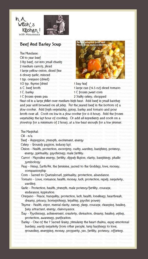 Witchcraft Recipes Food, Kitchen Witch Recipes Dinners, Witchy Dinner Recipes, Sabbat Recipes, Witch Cookbook, Witchy Food, Witch Recipes, Soup Slow Cooker, Witch's Kitchen