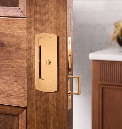 Update Your Pocket Doors With Our Hartford Door Set. Hidden Screws And A Subtle, Arched Design Bring Charm And Function To Your Doors. Pocket Door Styles, Master Closet Pocket Door, Pretty Pocket Doors, Hidden Door Lock, Pantry With Pocket Door, Bathroom Pocket Door Ideas, Mirrored Pocket Door, Arched Pocket Doors, Pocket Door Ideas