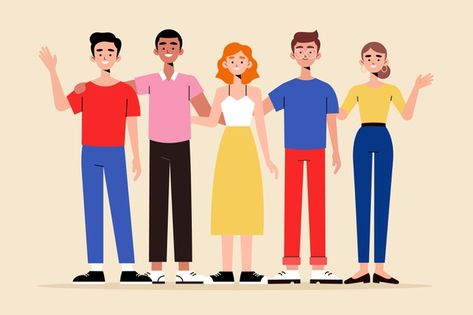 Group Of People Illustration, People Hugging, Vector Illustration Character, People Celebrating, Magazine Design Inspiration, Communication Icon, People Working Together, Vector Character Design, Vector People