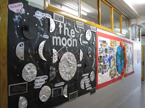 The Moon classroom display photo - Photo gallery - SparkleBox Moon Display Classroom, Space Display Classroom, Space Display Ks2, Space Classroom Display, Moon Bulletin Board, Science Display, Space Lessons, School Display, Science Room