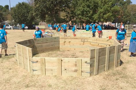 Gaga Pit, Diy Ball Pit, Gaga Ball Pits, Pool Goals, Gaga Ball, Playground Landscaping, Building A Trellis, Ball Pits, Trash To Couture