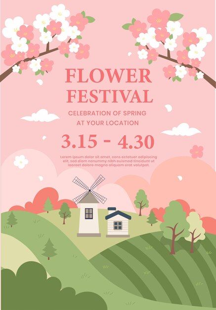 Vector spring flower cherry blossom happ... | Premium Vector #Freepik #vector #art #art-flower #greeting #flower-green Spring Poster Design, Cherry Blossom Poster, Flower Cherry Blossom, Celebration Poster, Infographic Poster, Event Poster Design, Flower Festival, Flower Green, Spring Design