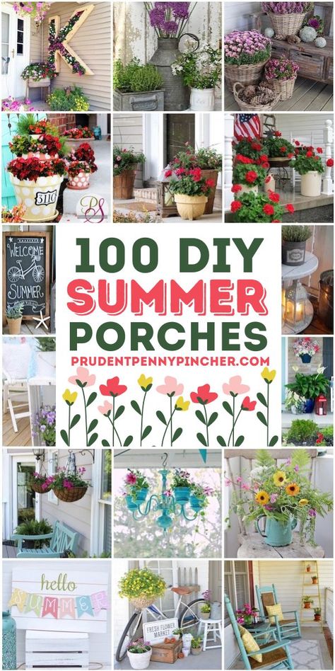 Summer Front Porch Ideas, Small Porch Decorating, Summer Porch Decor, Fresh Flower Market, Porch Flowers, Summer Front Porches, Diy Front Porch, Summer Porch, Diy Outdoor Decor