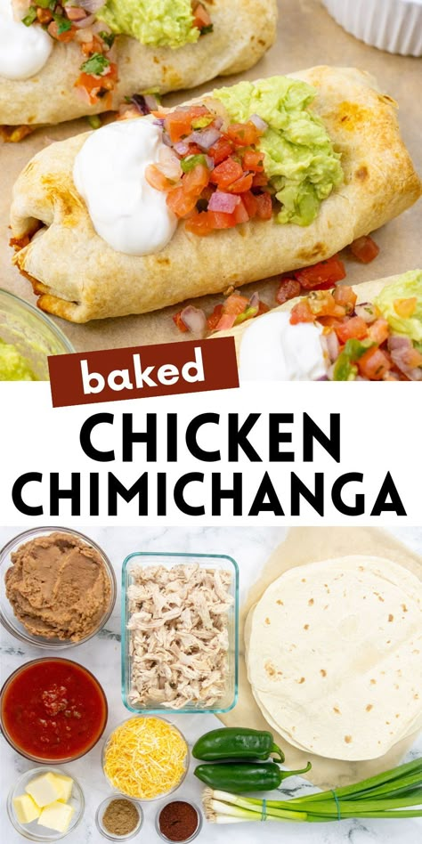 These oven baked chicken chimichangas are crispy, delicious, and easy to make. You and your family will love this classic Tex-Mex recipe. It's a simple dinner Idea. Oven Baked Chicken Chimichangas, Oven Chimichangas Chicken, Chi Chis Chicken Chimichangas, Healthy Chimichanga Recipe, Chi Chis Baked Chicken Chimichangas, Chi Chi’s Baked Chicken Chimichangas, Baked Chicken Chimichangas Oven, Easy Chicken Chimichanga Recipe, Chicken Chimichanga Recipe Air Fryer