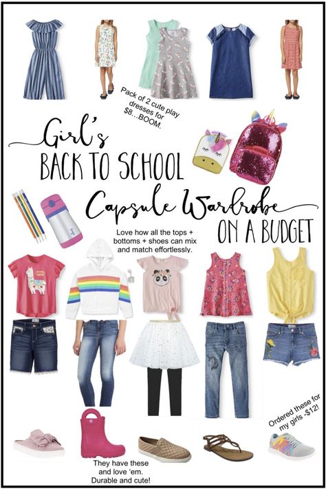 Back to School Capsule Wardrobe! - Cotton Stem Early 2010s Fashion, Creating A Capsule Wardrobe, Wardrobe Revamp, Back To School Fashion, Cotton Stems, Family Picture Outfits, Girl's Back, Accessories Packing, Kid's Fashion