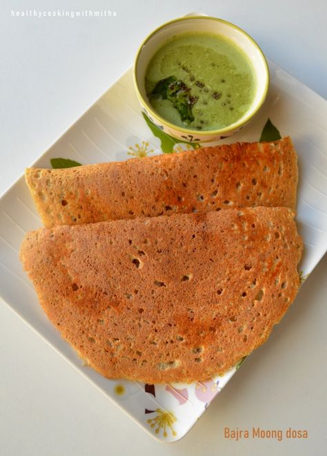 Bajra Moong dal dosa | Healthy cooking with Mitha Moong Dal Dosa, Rice Dosa, Dosa Recipes, Millet Recipes, Idli Recipe, Dosa Recipe, Moong Dal, Vegetarian Breakfast Recipes, Coconut Chutney