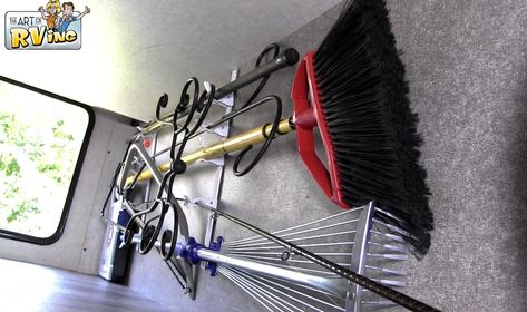 RV Basement Storage Mod For Pass Through Area: Check out some RV Organization & RV Basement Storage Hacks. Check out our Patreon Page- https://www.patreon.com/join/artofrving Rv Basement Storage Organization, Rv Pass Through Storage Ideas, Rv Basement Storage Ideas, Rv Basement Storage, Basement Storage Organization, Basement Organization, Pegboard Organization, Rv Organization, Hose Storage