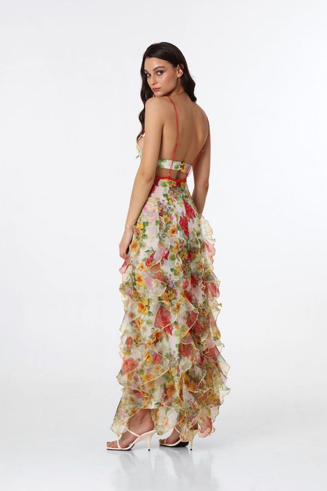 Baroque Flower Maxi Dress | Menti Official Shop | Women's Fashion Race Day Dress, Garden Wedding Guest Dress, Race Dress, Hoco Court, Garden Formal, Summer Ball, Romantic Dresses, Race Day Outfits, Flower Maxi Dress