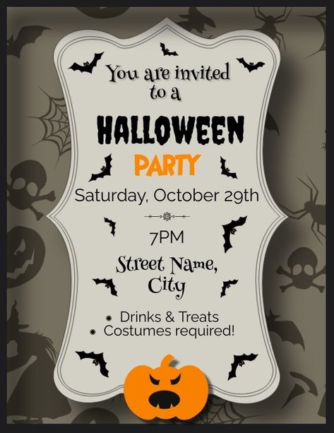 Halloween Party Invitation Printable Template | PosterMyWall Halloween Party Invitation Ideas, Halloween Invitations Template Free, Halloween Invitations Template, Neighborhood Halloween, Free Halloween Invitations, Block Party Invitations, Halloween Invitations Kids, Printable Halloween Invitations, Halloween Invitation Template