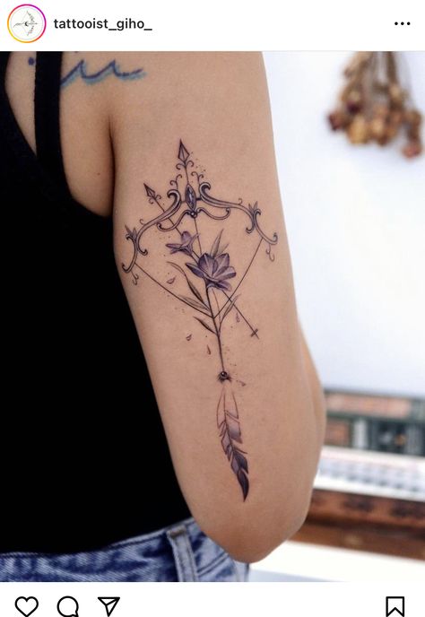 Arrow Tattoo Back, Bow And Arrow Tattoo, Arrow Compass Tattoo, Tattoos Symbols, Sagittarius Tattoo Designs, Arrow Tattoos For Women, Body Tattoo Design, Wiccan Tattoos, Sagittarius Tattoo