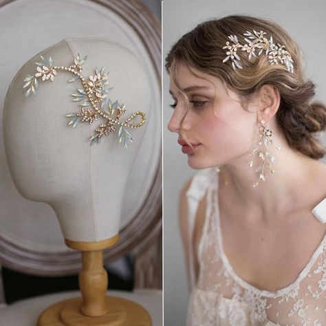 Bride Hair Comb, Hair Ornaments Wedding, Protein Water, Bride Hair Jewelry, Opal Wedding, Gold Hair Accessories, Crystal Headpiece, Necklace Dress, Cheap Hair Products