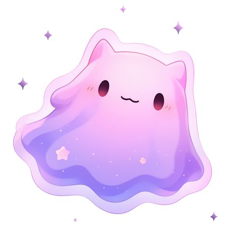 Pink and Purple Cute Kawaii Cat Ghost Sticker. Purple Cute, Cat Ghost, Spirit World, Cute Animal Drawings Kawaii, Ghost Cat, 캐릭터 드로잉, Cute Doodles Drawings, Kawaii Halloween, Halloween Clipart