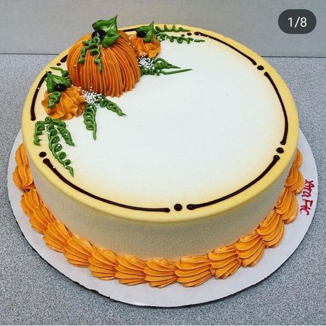 simple pumpkin cake Pumpkin Cake Decorating, Fall Theme Cakes, Thanksgiving Cakes Decorating, Fall Cakes Decorating, Fall Birthday Cakes, Halloween Cake Decorating, Halloween Cookies Decorated, Fall Cupcakes, Thanksgiving Cakes