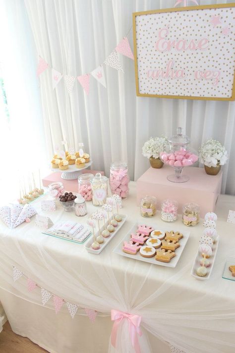 Once Upon A Time Princess Party Bunny Theme, Fiesta Baby Shower, Princess Aurora, Candy Table, Princess Birthday Party, Sweet Table, Girl Shower, Baby Party, Princess Birthday