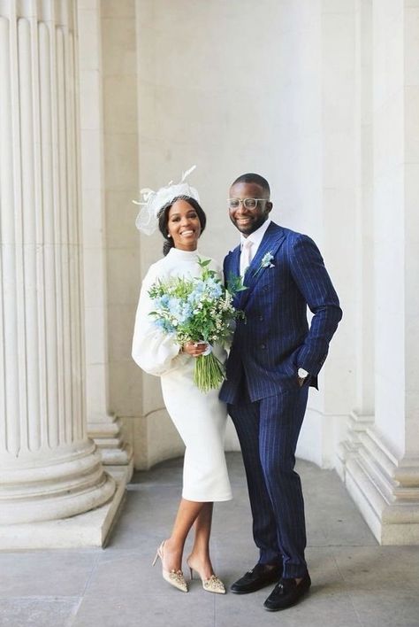 Vintage Wedding Photoshoot 1950, Court Wedding Outfit The Bride, Registry Office Wedding Dress, Court Weddings, Courthouse Wedding Dress, Marriage Dress, Wedding Portrait Poses, Court Wedding, African Traditional Wedding