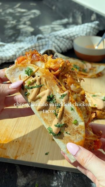 Buffalo Shredded Chicken, Nacho Cheese Dip, Nachos Cheese Dip, Dinner Ingredients, Shredded Chicken Tacos, Vegan Challenge, Nacho Cheese, Buffalo Sauce, Cheese Dip