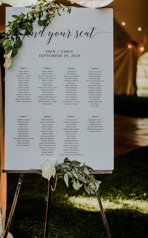 Find your seat wedding welcome sign instead of place-cards. (Photo by Aster + Olive) Find Your Seat Wedding Sign, Find Your Seat Sign, Wedding Seating Signs, Olive Photography, Find Your Seat, Seating Sign, Wedding Details Card, Wedding Table Plan, Seating Plan Wedding